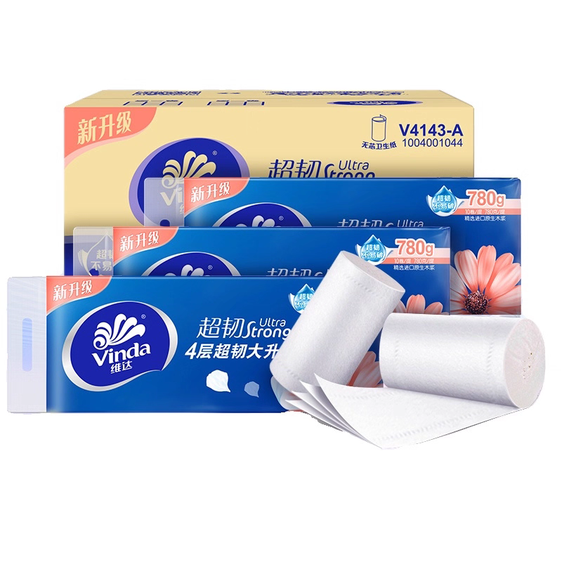 维达卷纸无芯4层10卷780克超韧大卷卫生纸家用提装厕纸卷筒纸LU高清大图