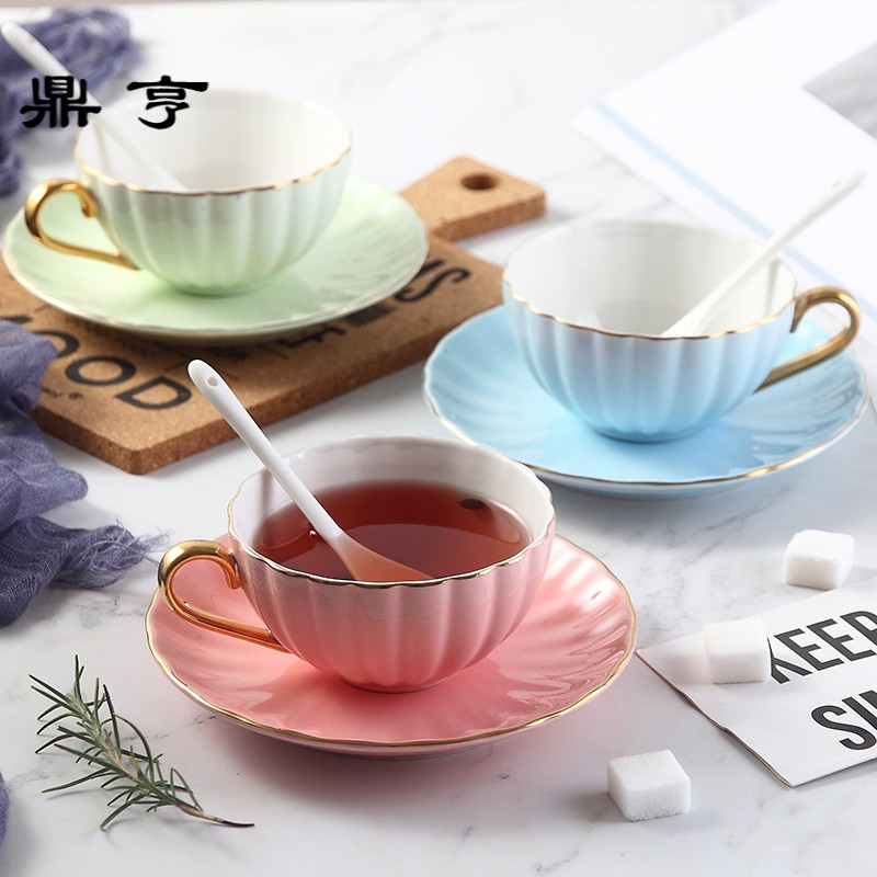 鼎亨欧式陶瓷咖啡杯田园女士下午茶杯碟英式花茶具咖啡杯带勺子