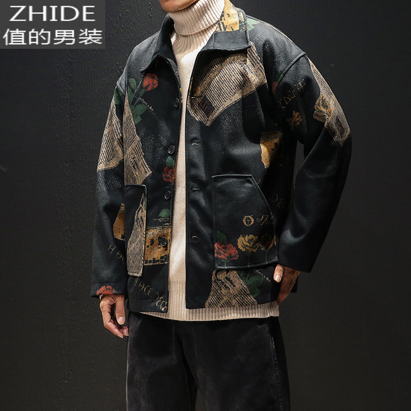 SUNTEK男士外套春季新款风衣日系复古风宽松男装上衣服潮流休闲大码夹克风衣高清大图