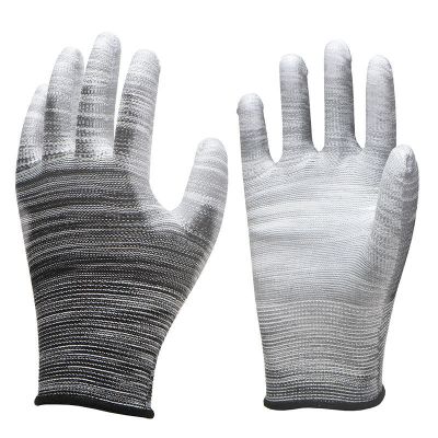 薄款尼龙pu涂指涂掌手套劳保耐磨防静电浸胶防滑胶皮男女手套批发手掌