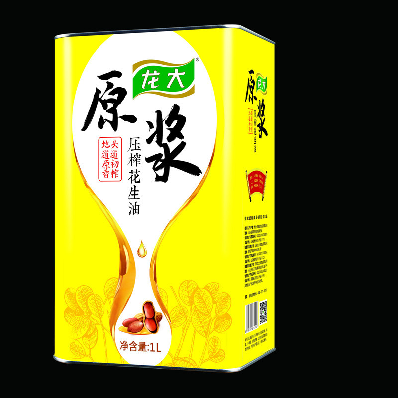 龙大食用油1l装花生油原浆花生油1000ml桶12桶箱压榨一级花生油