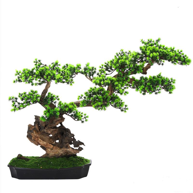 美帮汇仿真新中式迎客松盆景绿植客厅酒店家居玄关装饰品样板间软装摆件高清大图