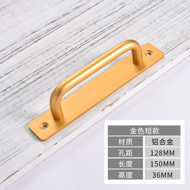 汐岩窗免打孔明装拉手推拉移窗户木阳台铝合金玻璃小把手 璀璨金【150mm】