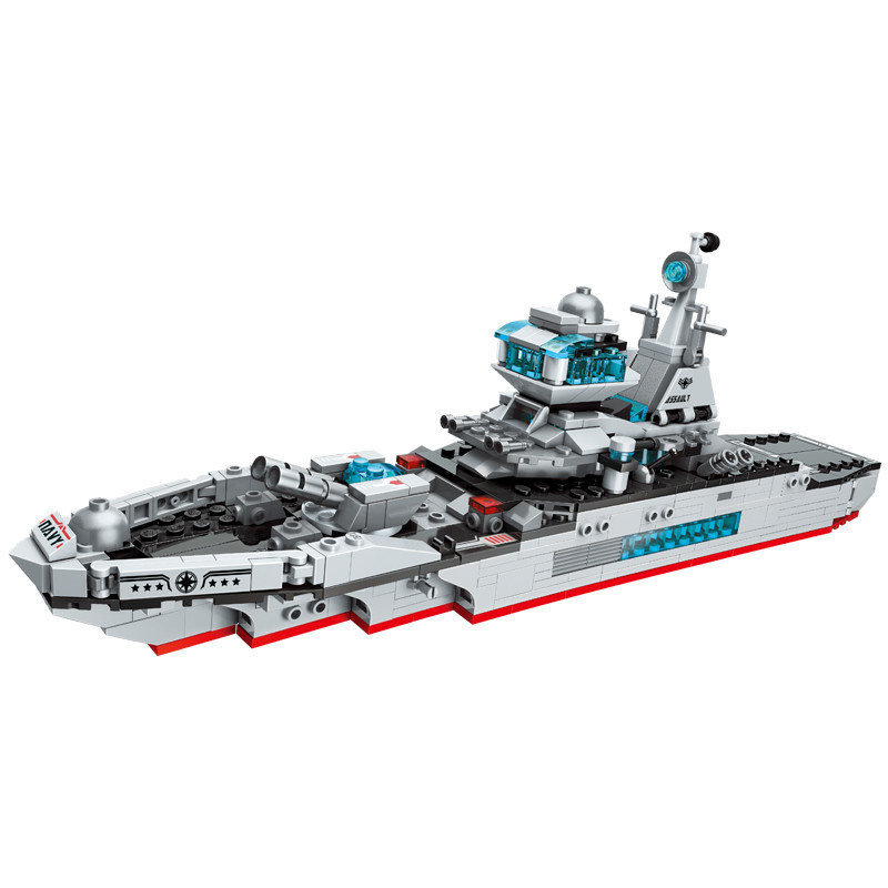 启蒙积木力拼装玩具男孩legao航母模型船航空母舰高难度拼插 8合一