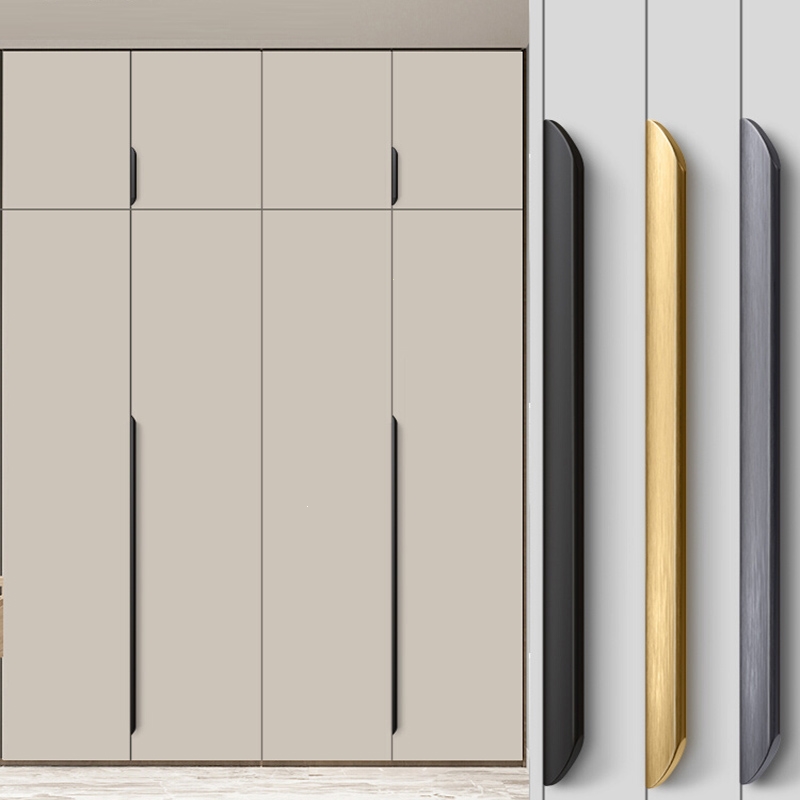 理线家衣柜隐形长拉手现代简约高档极简黑色白色橱柜门抽屉柜子门缝