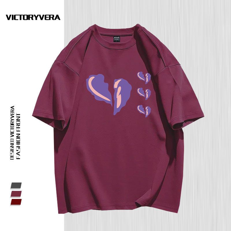 VICTORYVERA短袖t恤女2022夏季新款港风宽松休闲bf闺蜜装印花上衣