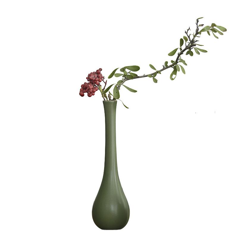 新中式迷你小花瓶陶瓷客厅插花摆件茶席花艺桌面家居禅意装饰品 三维工匠 (绿色)玉净瓶高清大图
