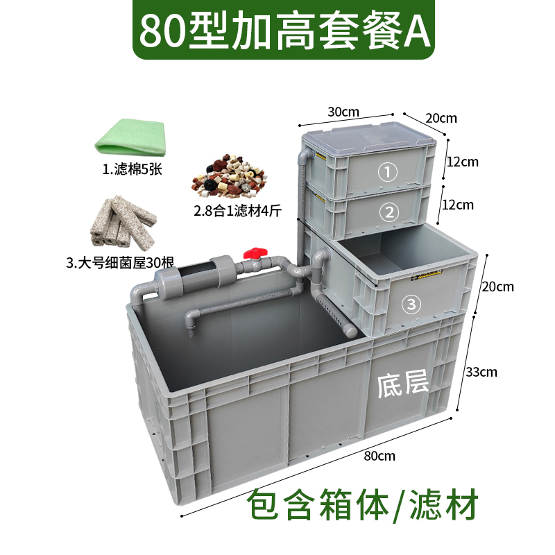 龟箱乌龟缸周转箱沼泽过滤箱水道生态缸内循环净水鱼龟混养滴流盒