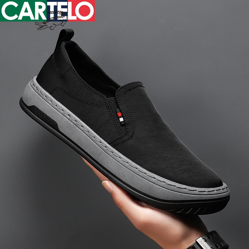 同款卡帝乐鳄鱼cartelo冰丝布一脚蹬男鞋休闲鞋男士潮流板鞋懒人鞋
