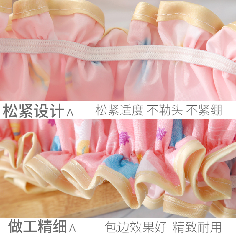 双层防水洗澡浴帽 成人女士卡通可爱油烟帽加厚浴室淋浴帽 三维工匠 粉色彩虹马+米色七彩蝶高清大图