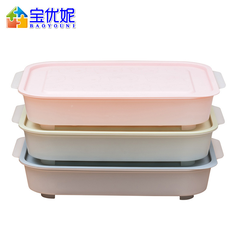 宝优妮 鸡蛋盒冰箱保鲜盒塑料食物储物盒饺子混沌托盘放鸡蛋收纳盒 【卡通鸡蛋保鲜盒】DQ-9021-12 3只装