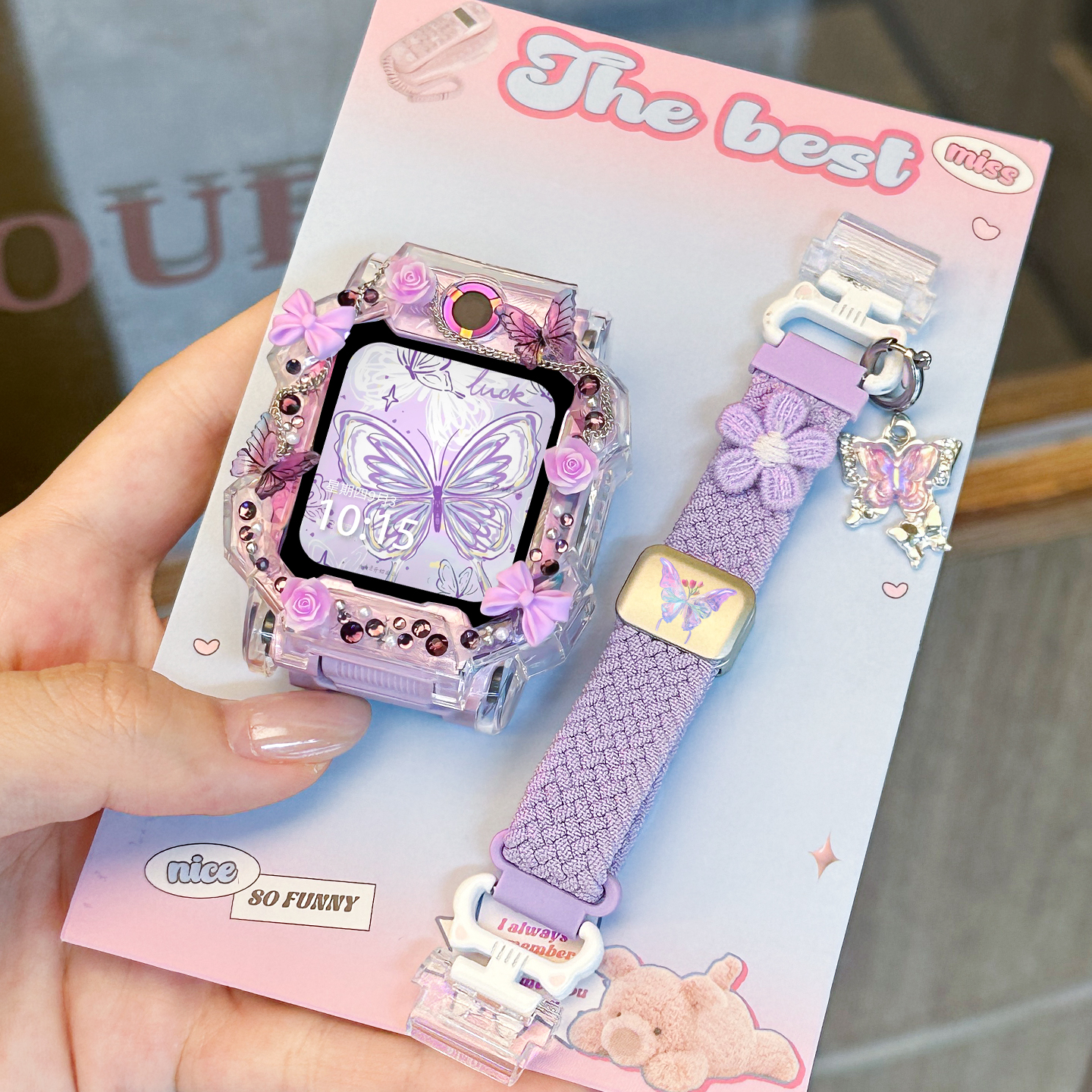 【夏日山茶花】适用于米兔电话手表带c7a/7x/7a磁吸编织6c/5c/4c保护壳4x/6x防摔套儿童透气秋冬3139g 雾紫套 7A