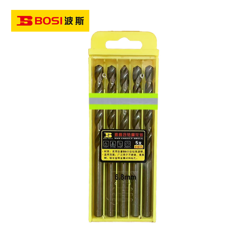 波斯(BOSI) 荧光系列直柄含钴麻花钻 6.8mm/5支 盒
