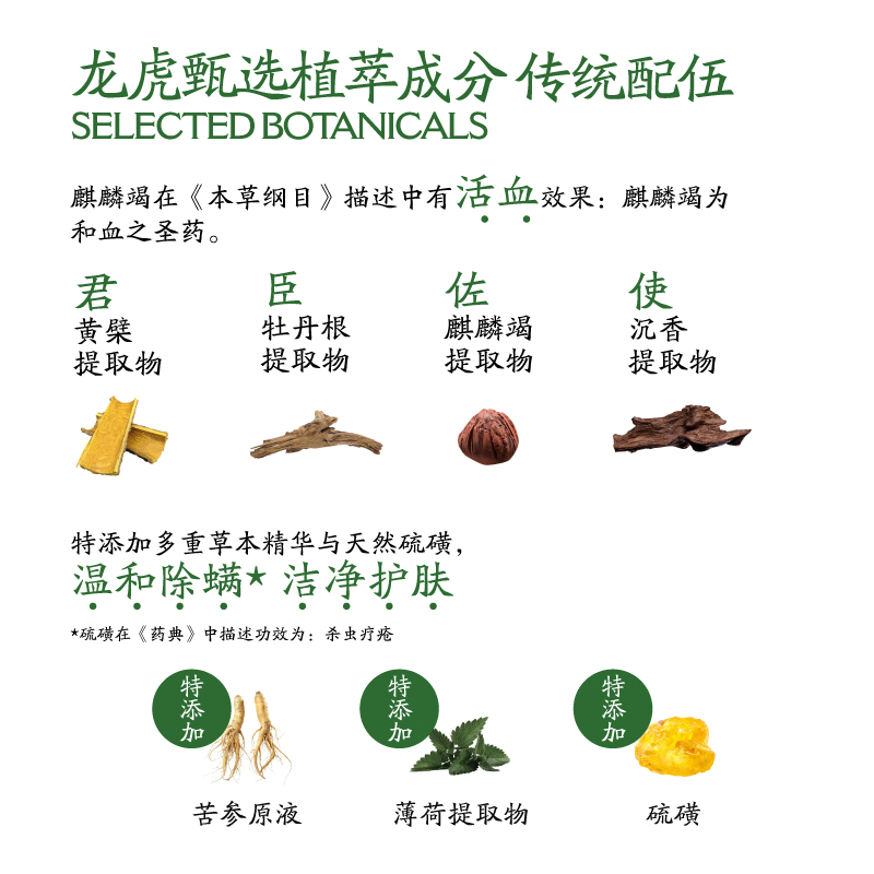 龙虎七味草本硫磺净螨液体香皂高清大图