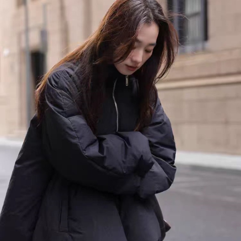 2025年棉衣女冬韩版宽松加厚灯芯绒外套时尚棉袄设计感潮流棉服 黑色 M