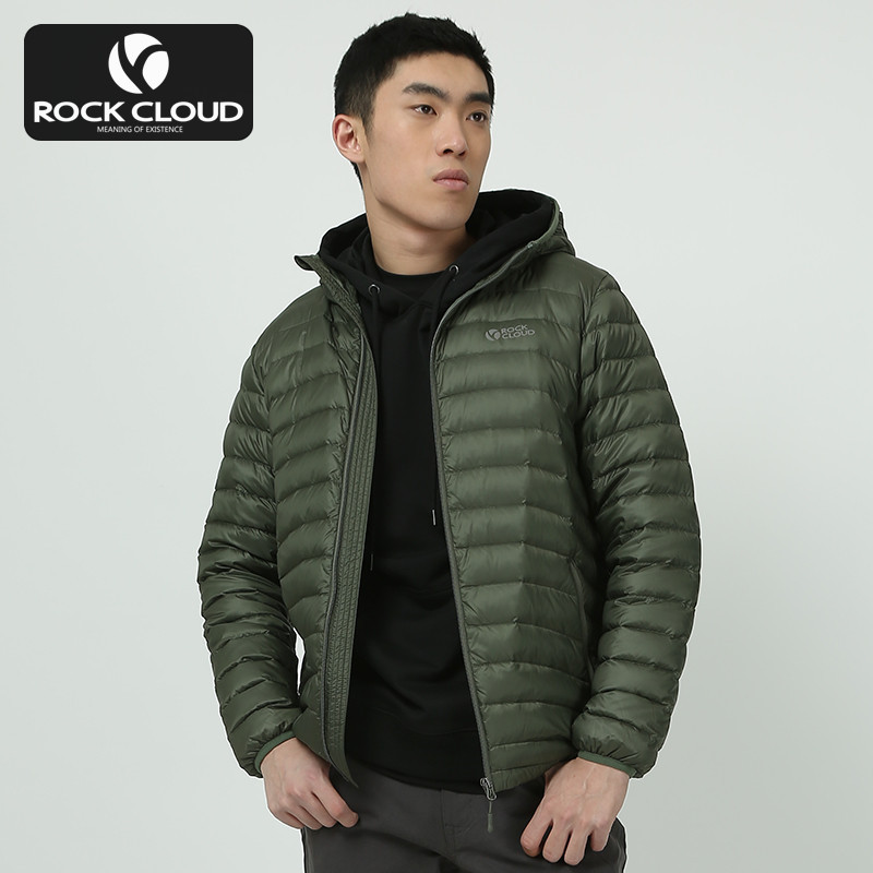 岩云/RockCloud 男子 户外休闲防泼水700蓬鹅绒连帽轻薄羽绒服