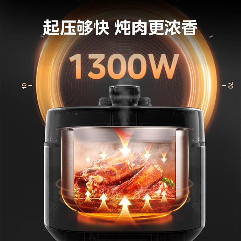 美的(Midea)6L电压力锅1300W大功率8分钟快手菜无水料理一锅双胆高压锅MY-C6147[ZMD安心系列]高清大图