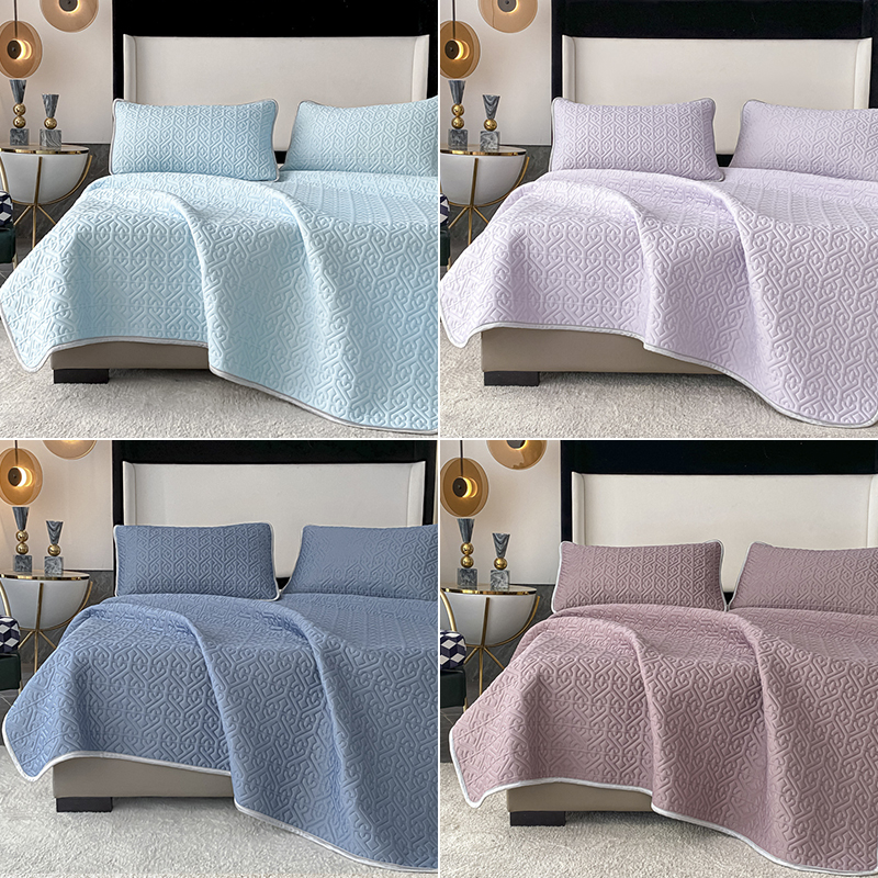 添福运 乳胶凉席三件套可折叠可水洗加厚防滑卡通凉席透气舒适冰丝凉席夏季三件套学生宿舍单人空调席子床单高清大图