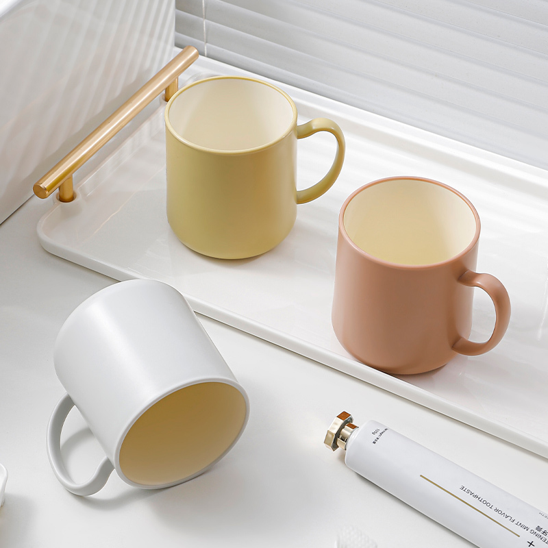 (一度灰)情侣漱口杯家用卫生间洗漱杯学生宿舍带手柄牙刷杯简约可爱刷牙杯高清大图