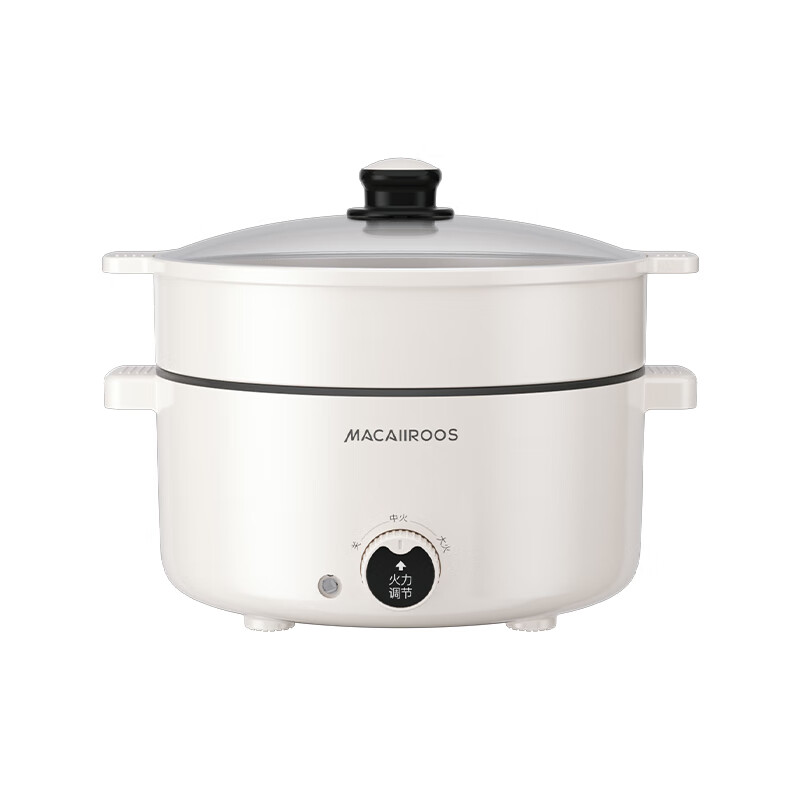 迈卡罗 (MACAIIROOS)多功能电火锅电蒸锅电煮锅宿舍学生锅电锅火锅煮面家用 MC-HG332(米色)