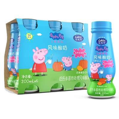 Lakto乐味可 风味酸奶 芒果南瓜口味小猪佩奇风味酸奶酸牛奶常温 儿童健康助力200ml*6