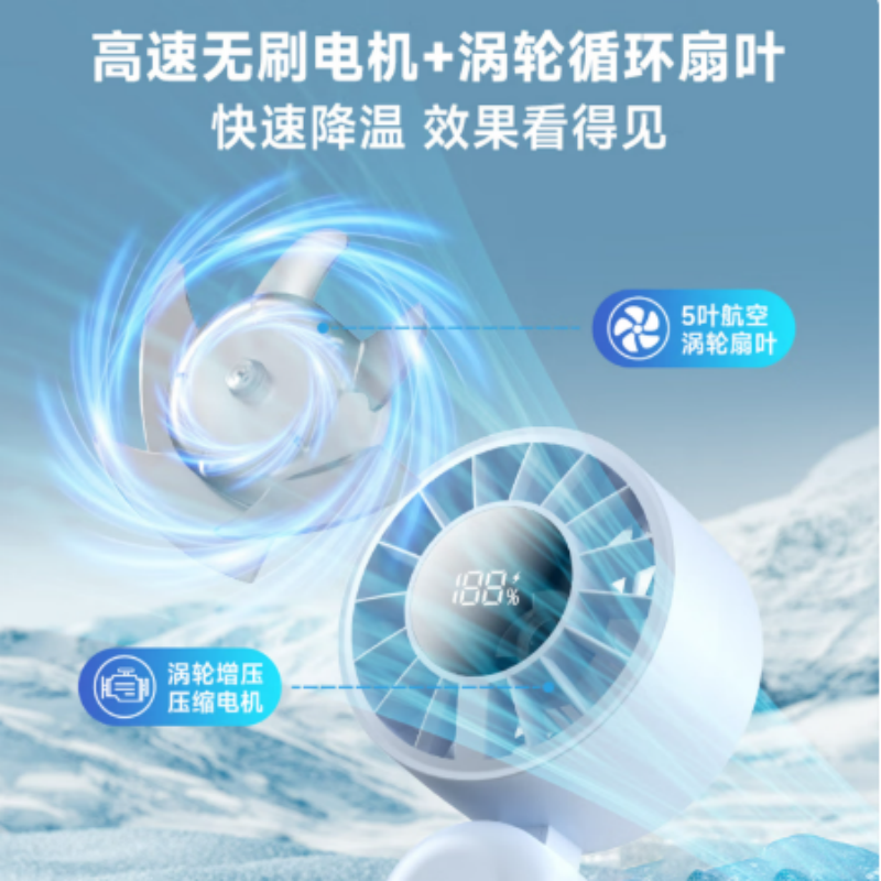 LOOMOO乐默 迷你折叠数显小风扇 LDF-050 白色/蓝色/绿色可选 货期1周高清大图
