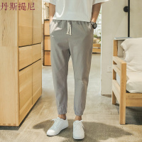 夏季男士九分裤亚麻韩版潮流宽松休闲裤小脚棉麻9分哈伦裤男裤子