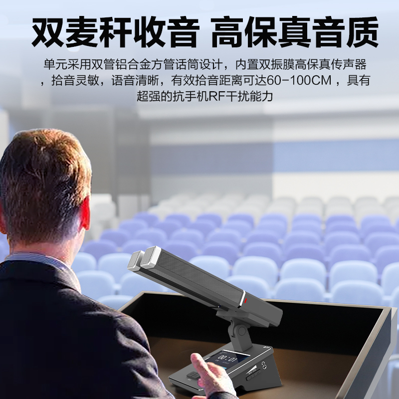 惠度(HuiDu)BA-8820有线手拉手会议麦克风桌面式摄像自动跟踪远距拾音高端表决智能电容麦方管款一拖二十高清大图