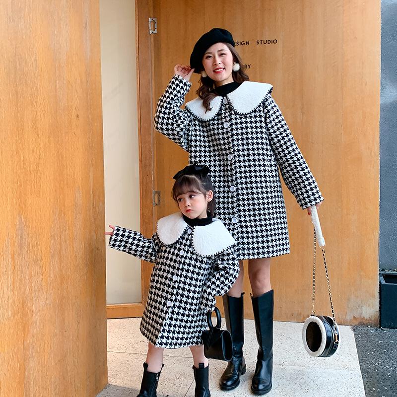 迪鲁奥（DILUAO)小香风亲子装2020年秋季冬装新款文艺大码母女装洋气炸街大衣网红外套高清大图