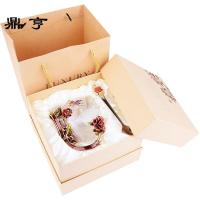 鼎亨创意珐琅彩蝶恋花玫瑰花茶杯洛施玻璃杯耐热水杯子花舍奶茶女