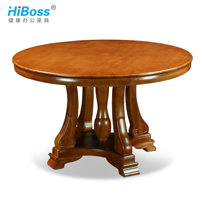 HiBoss餐桌实木餐桌1.5米圆形简约现代中式吃饭桌
