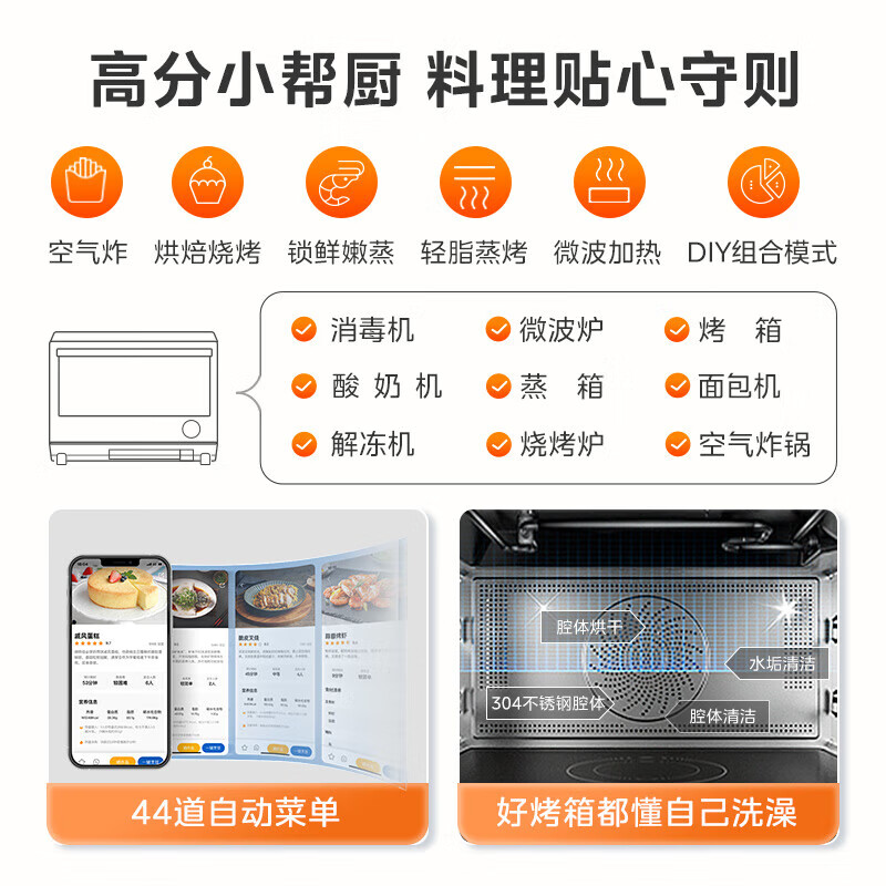 美的(Midea)寻味Pro系列 微蒸烤炸一体 家用微波炉23升 304不锈钢内胆 石砾青(G3E)高清大图