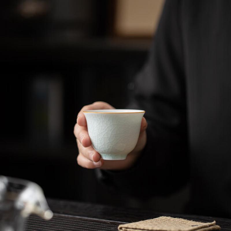 苏氏陶瓷(SUSHI CERAMICS) J1027 汝窑冰花铃铛杯礼盒套装 70ml*6 (单位:套)高清大图