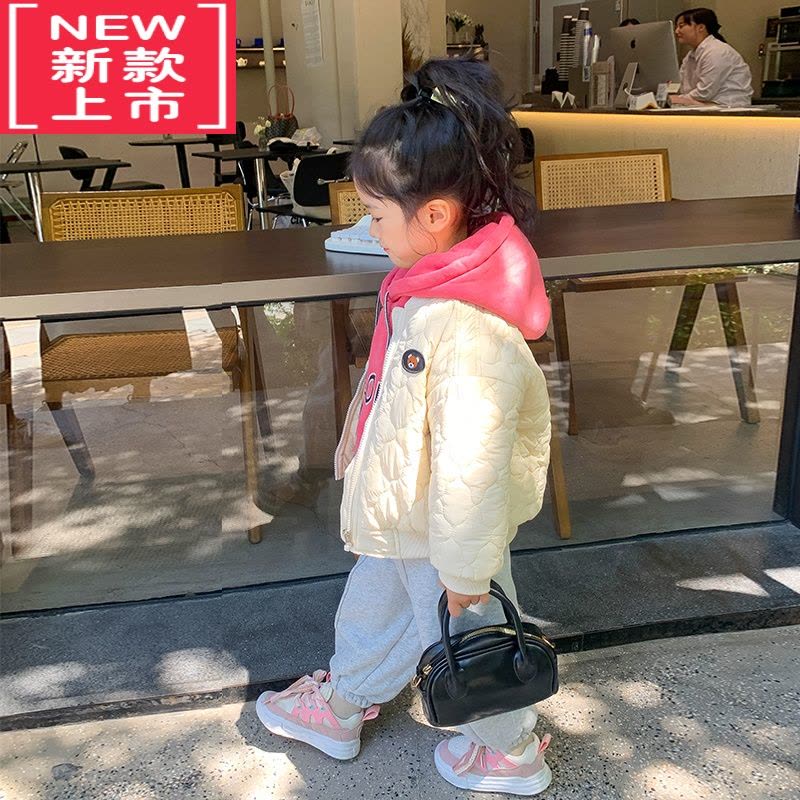 可莉允女童加厚外套秋冬装新款宝宝洋气防风上衣韩版儿童棒球服夹克棉袄棉服图片