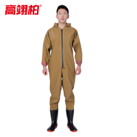高翊柏 17030360 全身下水裤 80丝黄色针织袖口款 47码 pvc涉水裤加厚耐磨连体防水背带裤洗车防水裤