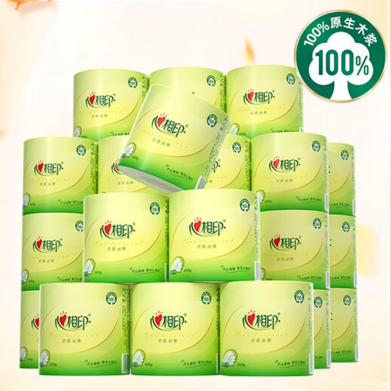 心相印茶语经典200克27粒装四层茶叶压花卷筒卫生纸BT2610(箱装)