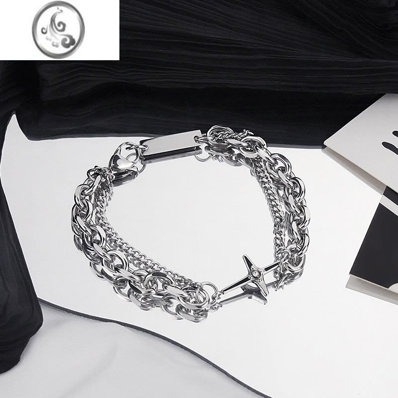 JiMi星芒手链男潮ins嘻哈小众设计冷淡风手串钛钢不掉色女士气质手饰图片