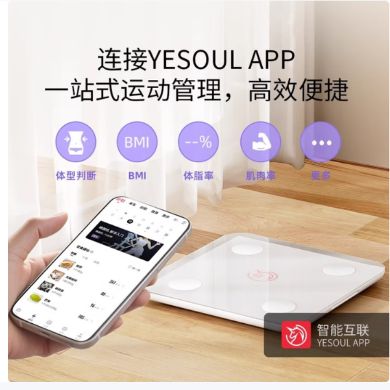 野小兽(YESOUL)动感单车健身器材配件小礼物 yesoul体脂秤BS12高清大图