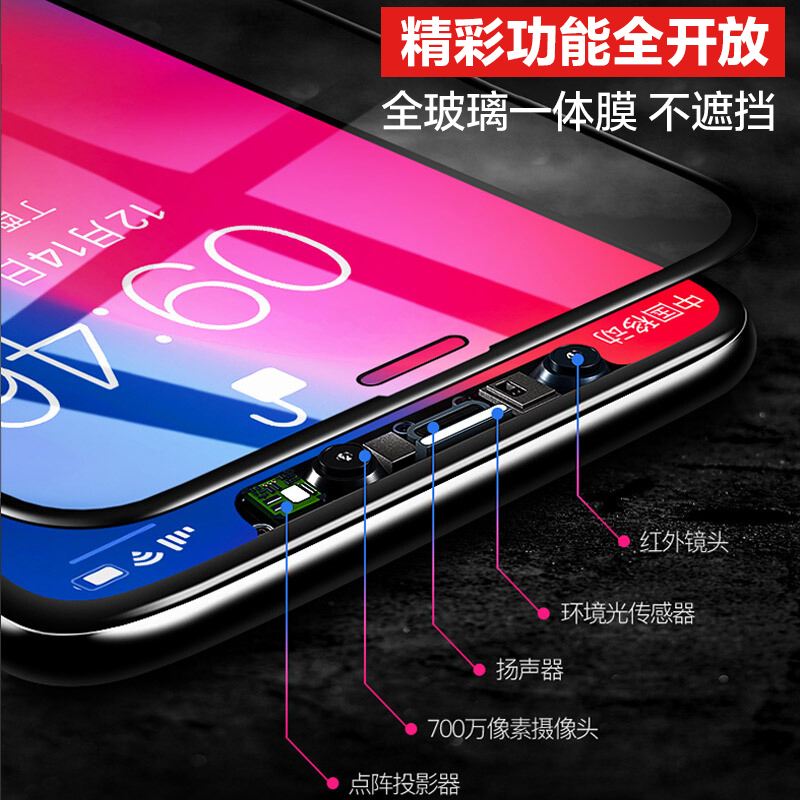ESCASE 苹果XR钢化膜全屏 iphoneXR膜防蓝光手机贴膜 磨砂防指纹紫光玻璃游戏神器前膜 ES07黑色