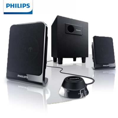 飞利浦(Philips)音响 多媒体桌面迷你电脑音箱 2.1低音炮重低音 黑色