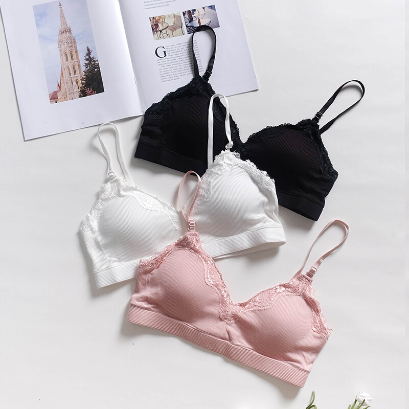 夏季韩版高中少女文胸睡眠大学生内衣内裤套装无钢圈聚拢薄款百搭白色