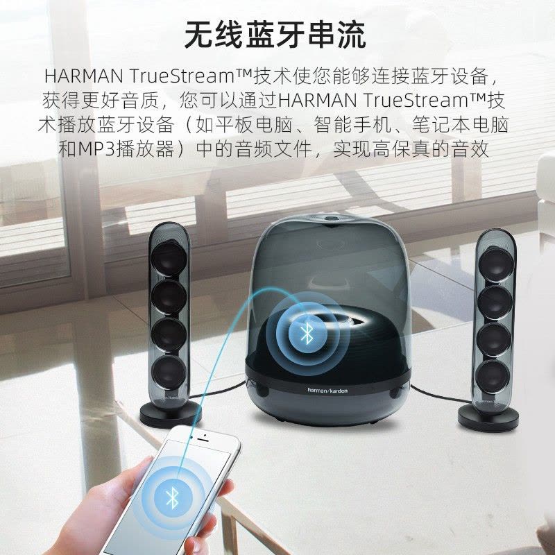 哈曼卡顿 Harman/Kardon水晶四代 无线蓝牙桌面音箱 电视电脑音响 SoundSticks 4黑色图片