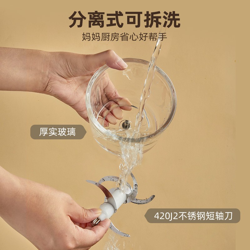 小熊(Bear)婴儿辅食机 小型绞肉机多功能电动绞肉机 0.6L 双刀款丨 QSJ-D02Q1高清大图