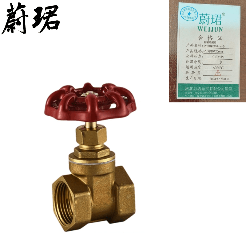 蔚珺铜闸阀6分内螺纹20mm个
