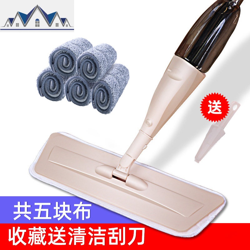喷雾喷水拖把家用平板拖布木地板一拖净懒人免手洗拖地板神器_427 卡其色（共5块拖布）