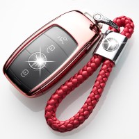 专用于2018款奔驰E级新S级S320LS350LE200LE300L钥匙套包壳扣汽 奔驰E级浪漫粉+绳