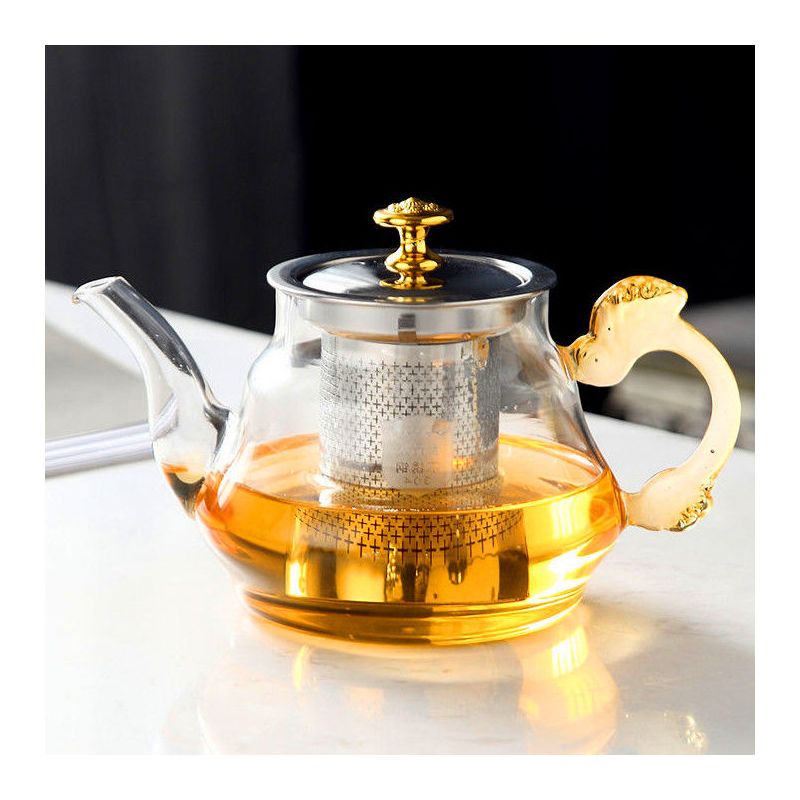 煮茶器耐热养生玻璃煮茶炉蒸汽煮茶壶家用加热小电热炉熬茶壶套装|黄把:700ML大鼓形 1个茶壶+1个茶炉
