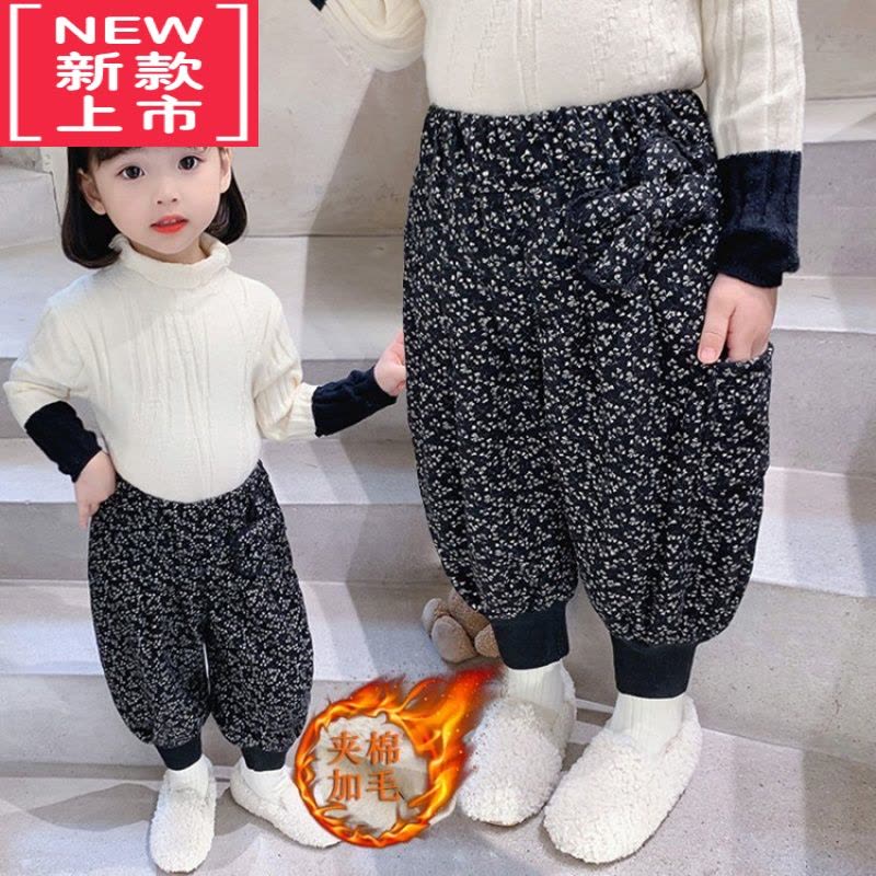 可莉允宝宝裤子秋冬加绒加厚1-3岁婴儿棉裤5女童洋气豹纹三层夹棉保暖裤图片