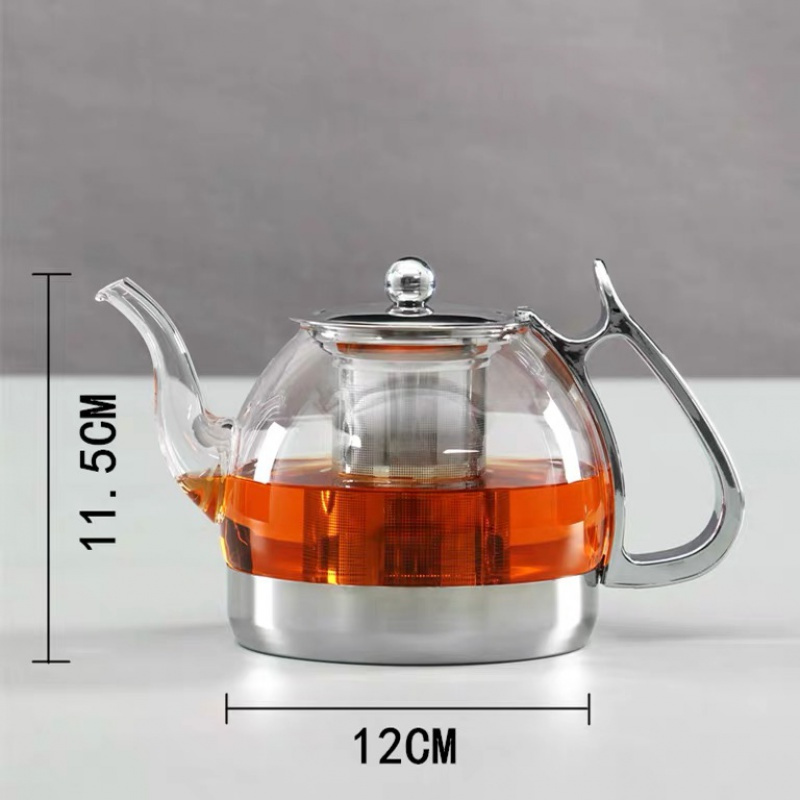 电磁炉玻璃烧水壶 玻璃茶壶带过滤网 纳丽雅电磁炉茶具平底壶燃气烧水壶 特价A款配4玻璃杯