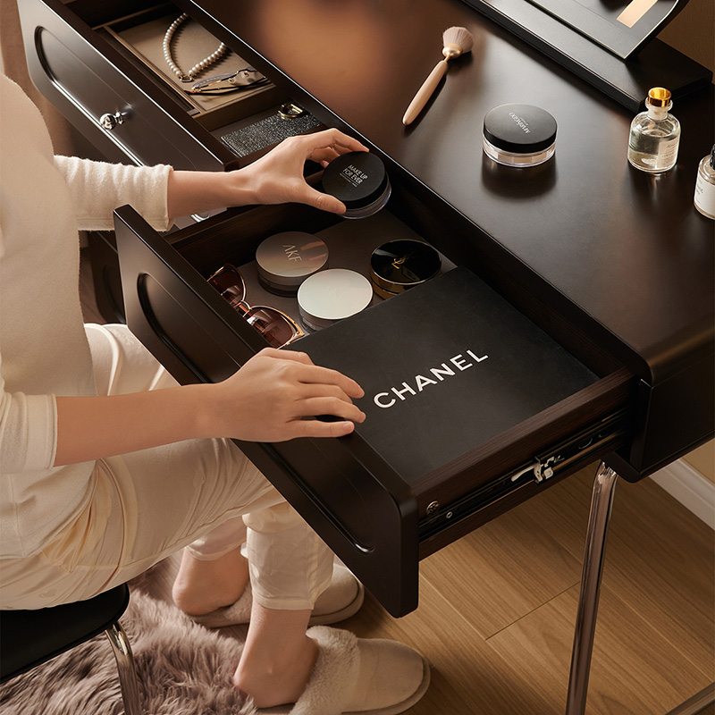 全友家居法式复古伸缩梳妆台斗柜一体化妆桌小型高级化妆收纳台高清大图